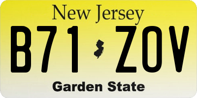 NJ license plate B71ZOV
