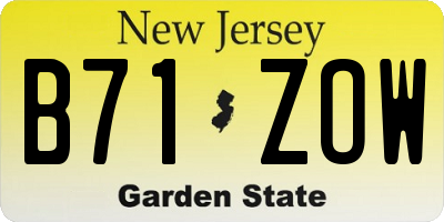 NJ license plate B71ZOW