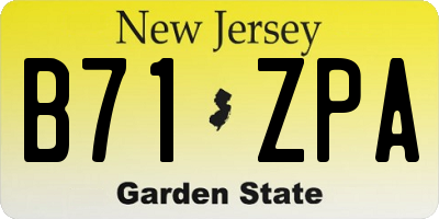 NJ license plate B71ZPA
