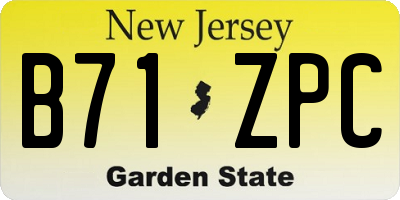 NJ license plate B71ZPC