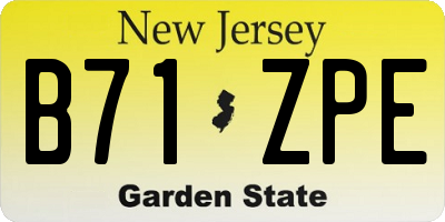 NJ license plate B71ZPE
