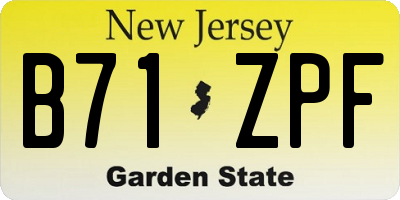NJ license plate B71ZPF