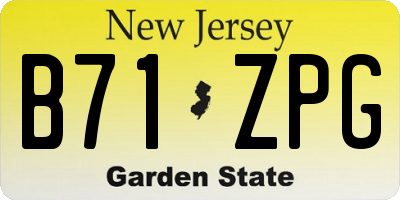 NJ license plate B71ZPG