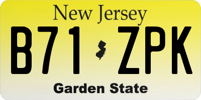 NJ license plate B71ZPK
