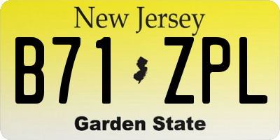 NJ license plate B71ZPL