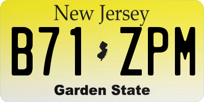 NJ license plate B71ZPM
