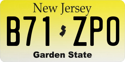 NJ license plate B71ZPO