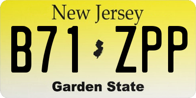 NJ license plate B71ZPP