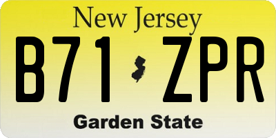 NJ license plate B71ZPR