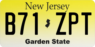 NJ license plate B71ZPT