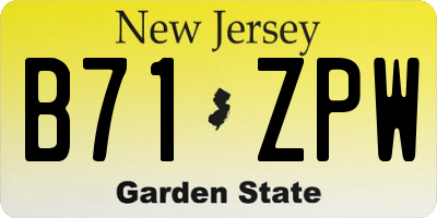 NJ license plate B71ZPW
