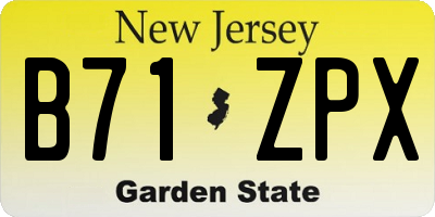 NJ license plate B71ZPX