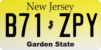 NJ license plate B71ZPY