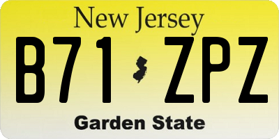 NJ license plate B71ZPZ
