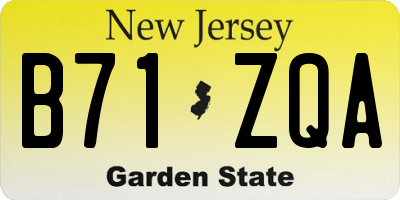 NJ license plate B71ZQA