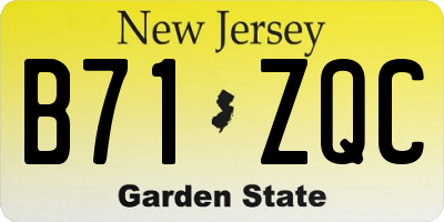 NJ license plate B71ZQC