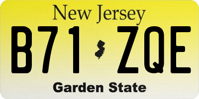 NJ license plate B71ZQE