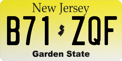 NJ license plate B71ZQF