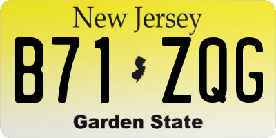 NJ license plate B71ZQG
