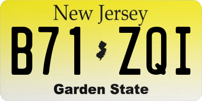 NJ license plate B71ZQI