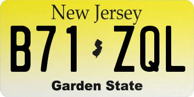 NJ license plate B71ZQL