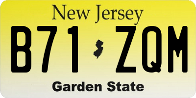 NJ license plate B71ZQM