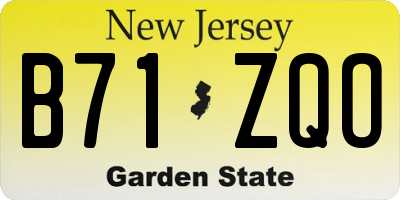 NJ license plate B71ZQO