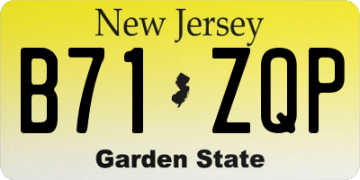 NJ license plate B71ZQP