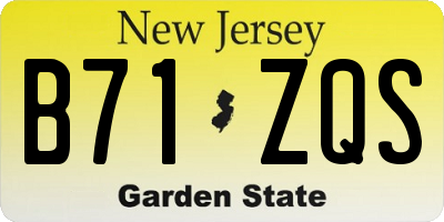 NJ license plate B71ZQS