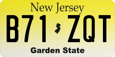 NJ license plate B71ZQT