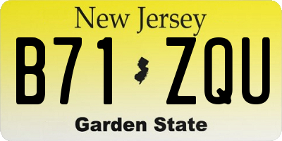 NJ license plate B71ZQU