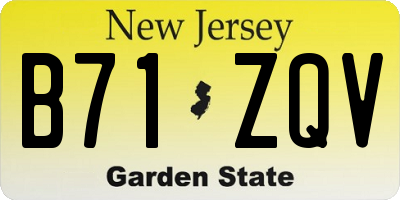NJ license plate B71ZQV