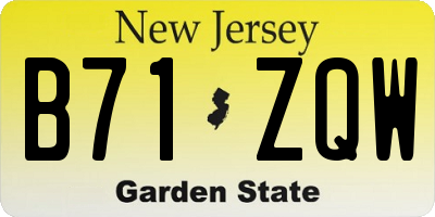NJ license plate B71ZQW