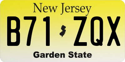 NJ license plate B71ZQX