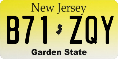 NJ license plate B71ZQY