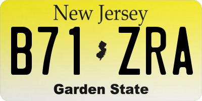 NJ license plate B71ZRA