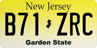 NJ license plate B71ZRC
