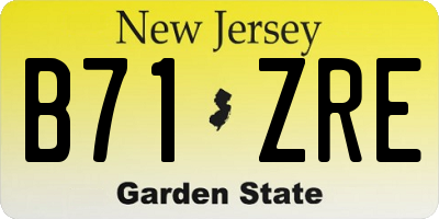NJ license plate B71ZRE