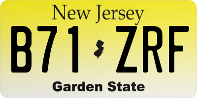NJ license plate B71ZRF