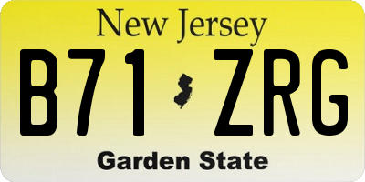NJ license plate B71ZRG