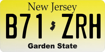 NJ license plate B71ZRH