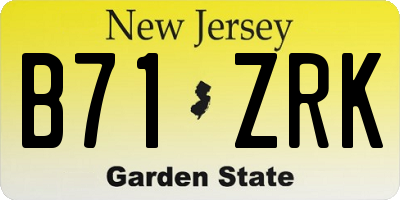 NJ license plate B71ZRK