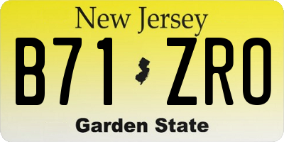 NJ license plate B71ZRO