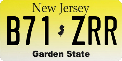NJ license plate B71ZRR