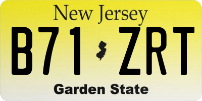 NJ license plate B71ZRT