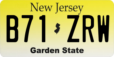 NJ license plate B71ZRW