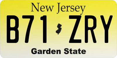 NJ license plate B71ZRY