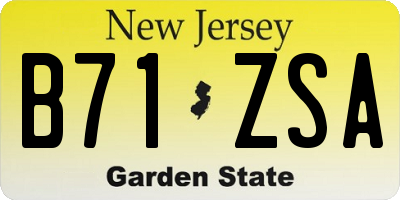 NJ license plate B71ZSA