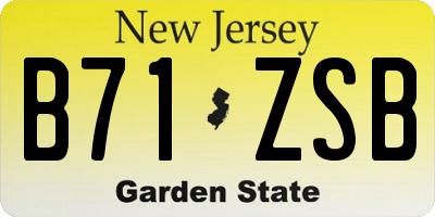 NJ license plate B71ZSB