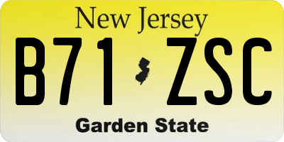 NJ license plate B71ZSC
